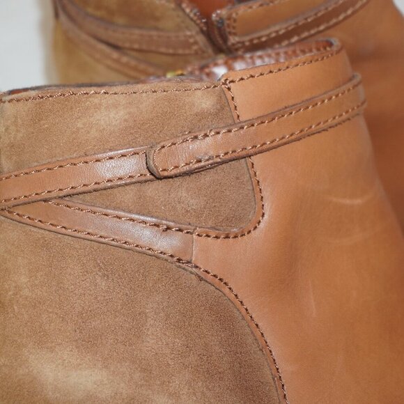 Lauren Ralph Lauren Damara Brown Leather Western Strap Heel Boot Booties 7.5B - Picture 5 of 12